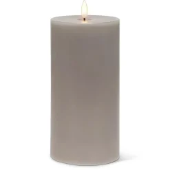 Grey wax LED candle, 8 x 4"