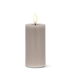 Grey wax LED candle, 4 x 2"