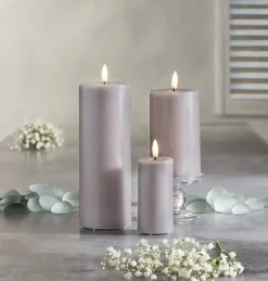 Grey wax LED candle, 4 x 2"