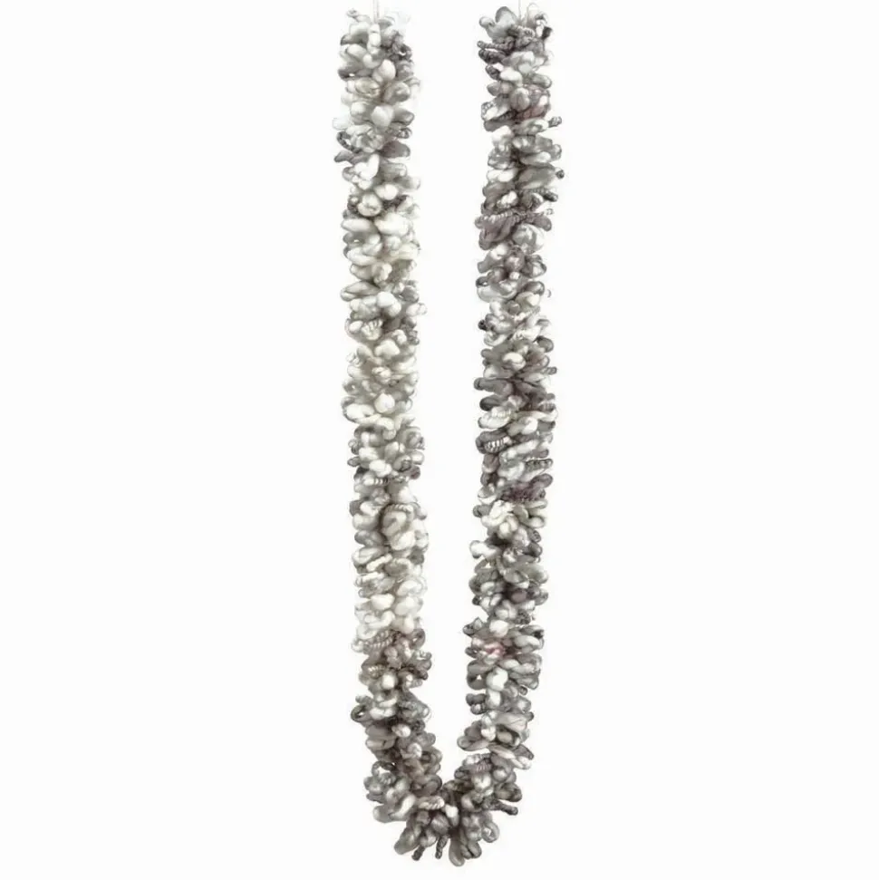 Grey yarn looped Christmas garland, 72"