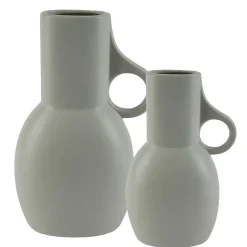 Grey-green stoneware vase with handle