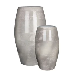 Handmade glossy grey terracotta vase