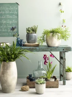 Handmade glossy grey terracotta vase