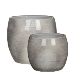 Handmade glossy grey terracotta planter