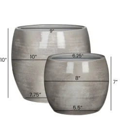 Handmade glossy grey terracotta planter