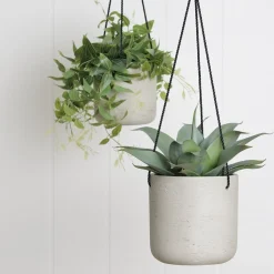 Hanging cement planter with rope