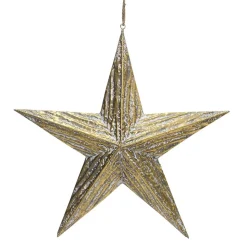 Hanging metal star with an antique look, 23"