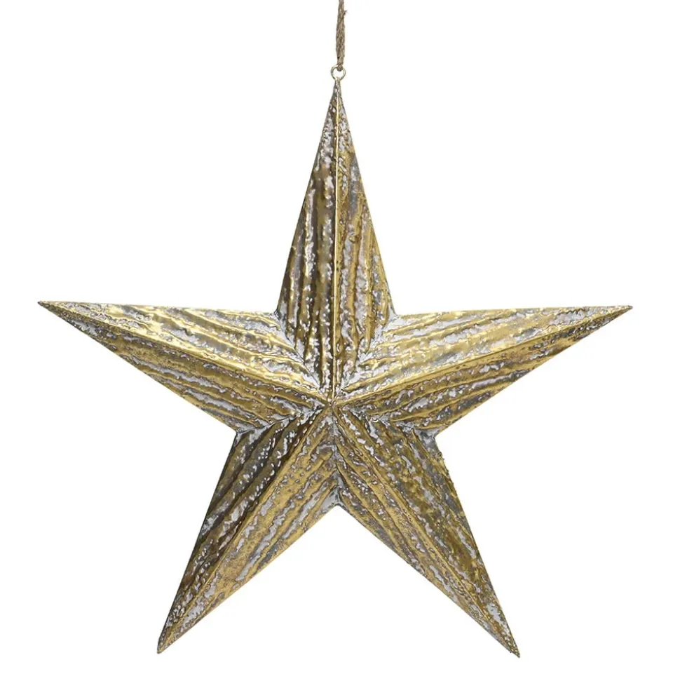 Hanging metal star with an antique look, 23"