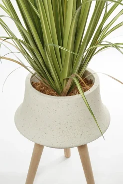 Herbes vertes en pot terrazzo sur pied, 56 x 18″