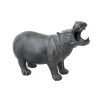 Hippopothame en résine, fini bronze 9″