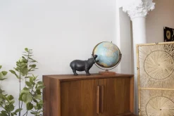 Hippopothame en résine, fini bronze 9″