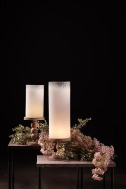 Hurricane crackled effect glass candle holder, 7 x 4"