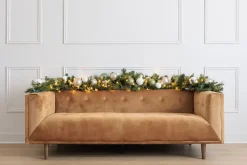 Illuminated Christmas garland, chic ornaments, 11 x 108"