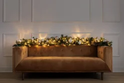 Illuminated Christmas garland, chic ornaments, 11 x 108