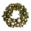 Illuminated Christmas wreath, chic ornaments, 30 x 30"
