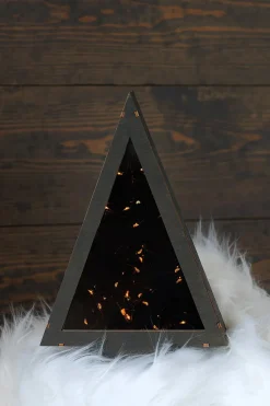 Illuminated tabletop wooden Christmas tree, 11"