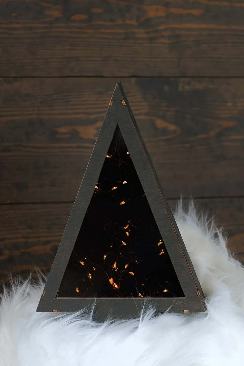 Illuminated tabletop wooden Christmas tree, 11"