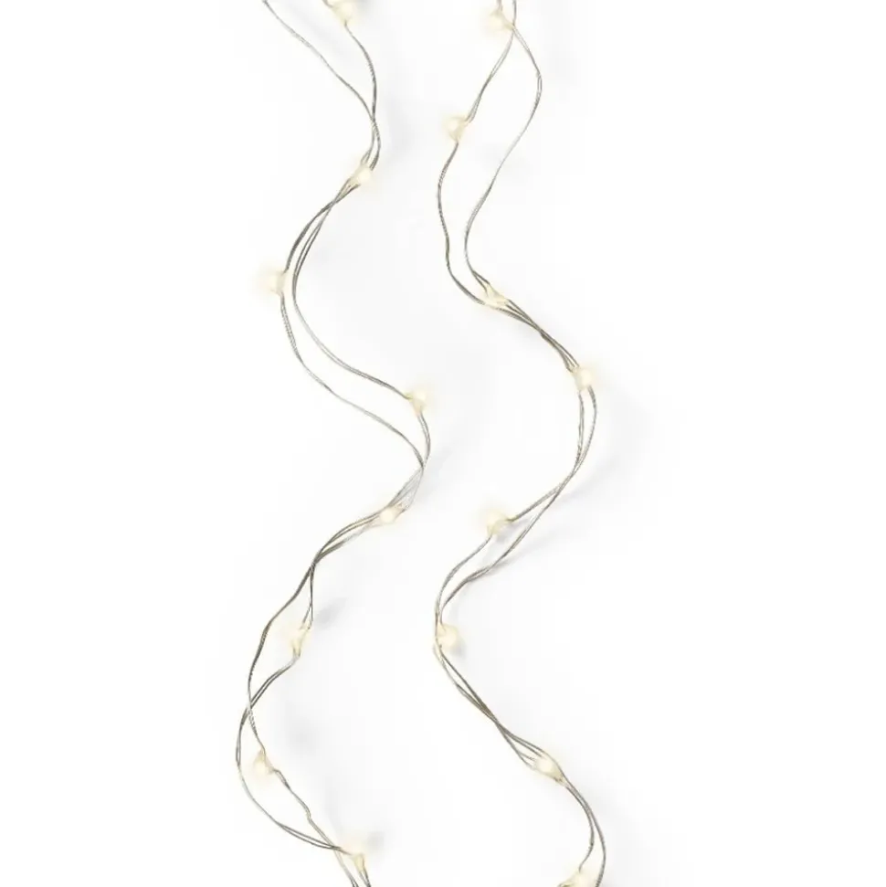 Indoor 40 LEDs on silver wire, warm white, 6,5′