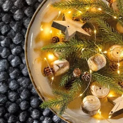 Indoor 40 LEDs on silver wire, warm white, 6,5′