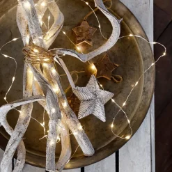 Indoor 40 LEDs on silver wire, warm white, 6,5′