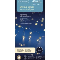 Indoor 40 LEDs on silver wire, warm white, 6,5′