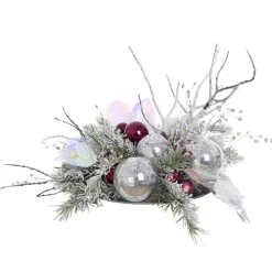 Iridescent pink Christmas centerpiece, 14 x 25"