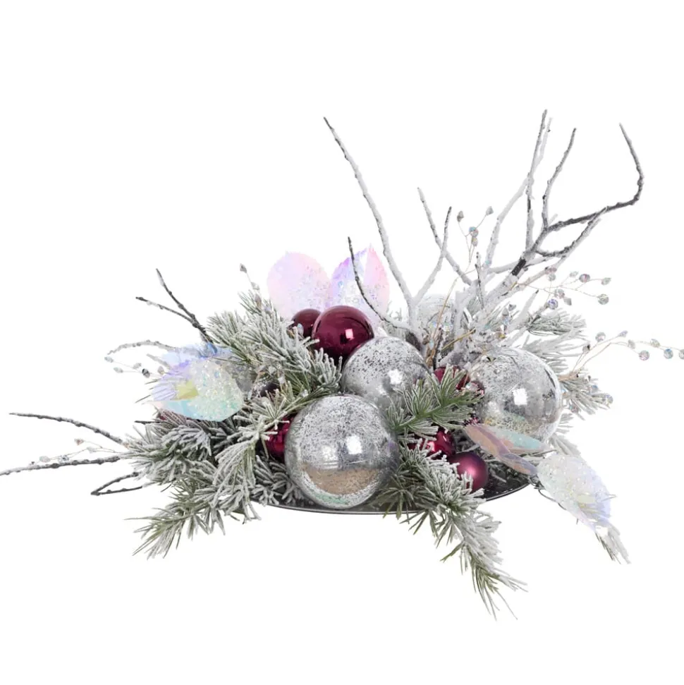 Iridescent pink Christmas centerpiece, 14 x 25"