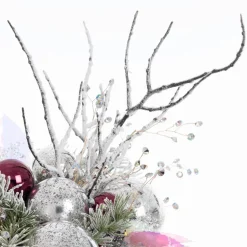 Iridescent pink Christmas centerpiece, 14 x 25"