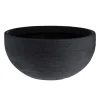Jardinière basse en plastique nervuré noir, 11 x 23″