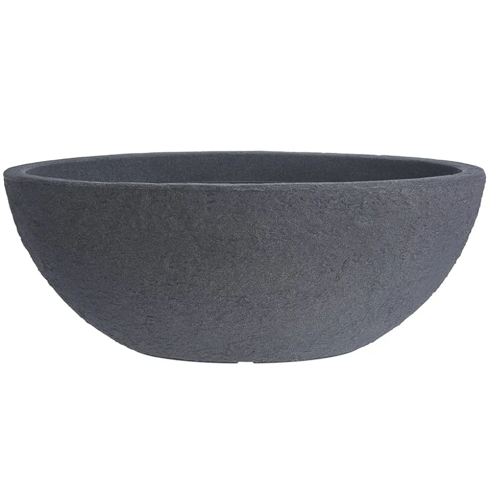 Jardinière basse en plastique gris foncé, 11 x 27″