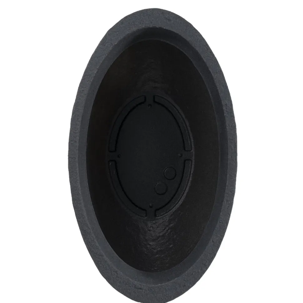 Jardinière basse en plastique gris foncé, 11 x 27″