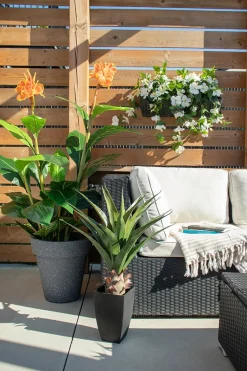 Jardinière en plastique effet béton, 15 x 15″