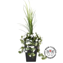 Jardinière extérieure de géranium blanc artificiel, 50″