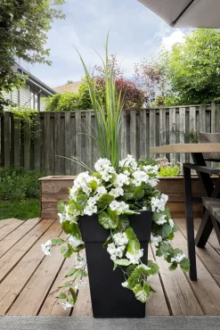 Jardinière extérieure de géranium blanc artificiel, 50″