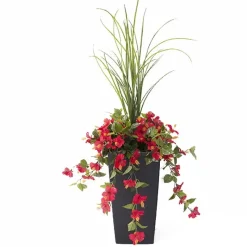 Jardinière extérieure d’hibiscus rouge artificiel, 50″
