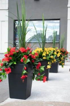 Jardinière extérieure d’hibiscus rouge artificiel, 50″