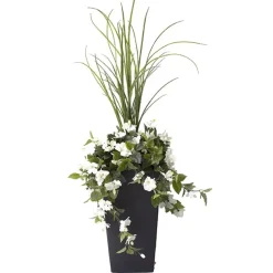 Jardinière extérieure d’hibiscus blanc artificiel, 55″