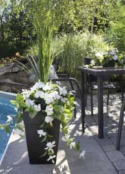 Jardinière extérieure d’hibiscus blanc artificiel, 55″