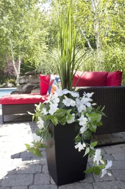 Jardinière extérieure d’hibiscus blanc artificiel, 55″