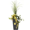Jardinière extérieure d’hibiscus jaune et blanc artificiel, 55″