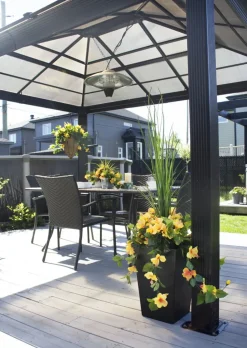 Jardinière extérieure d’hibiscus jaune artificiel, 50″