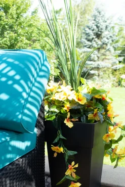 Jardinière extérieure d’hibiscus jaune artificiel, 50″