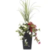 Jardinière extérieure d&rsquo;hibiscus rouge et blanc artificiel, 55&Prime;