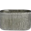 Jardinière grise métallique striée, 14 x 23″
