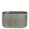 Jardinière grise métallique striée, 12 x 21″