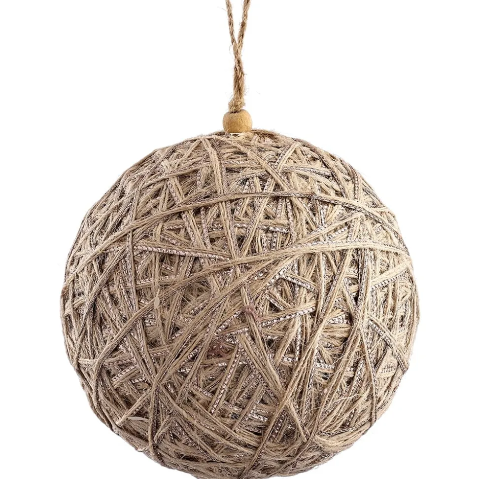 Jute ball Christmas ornament, 6"