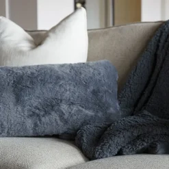 Large grey blanket, 67 x 51″