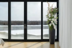 Large matte black fiberglass planter