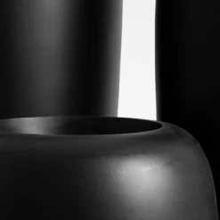 Large matte black fiberglass planter