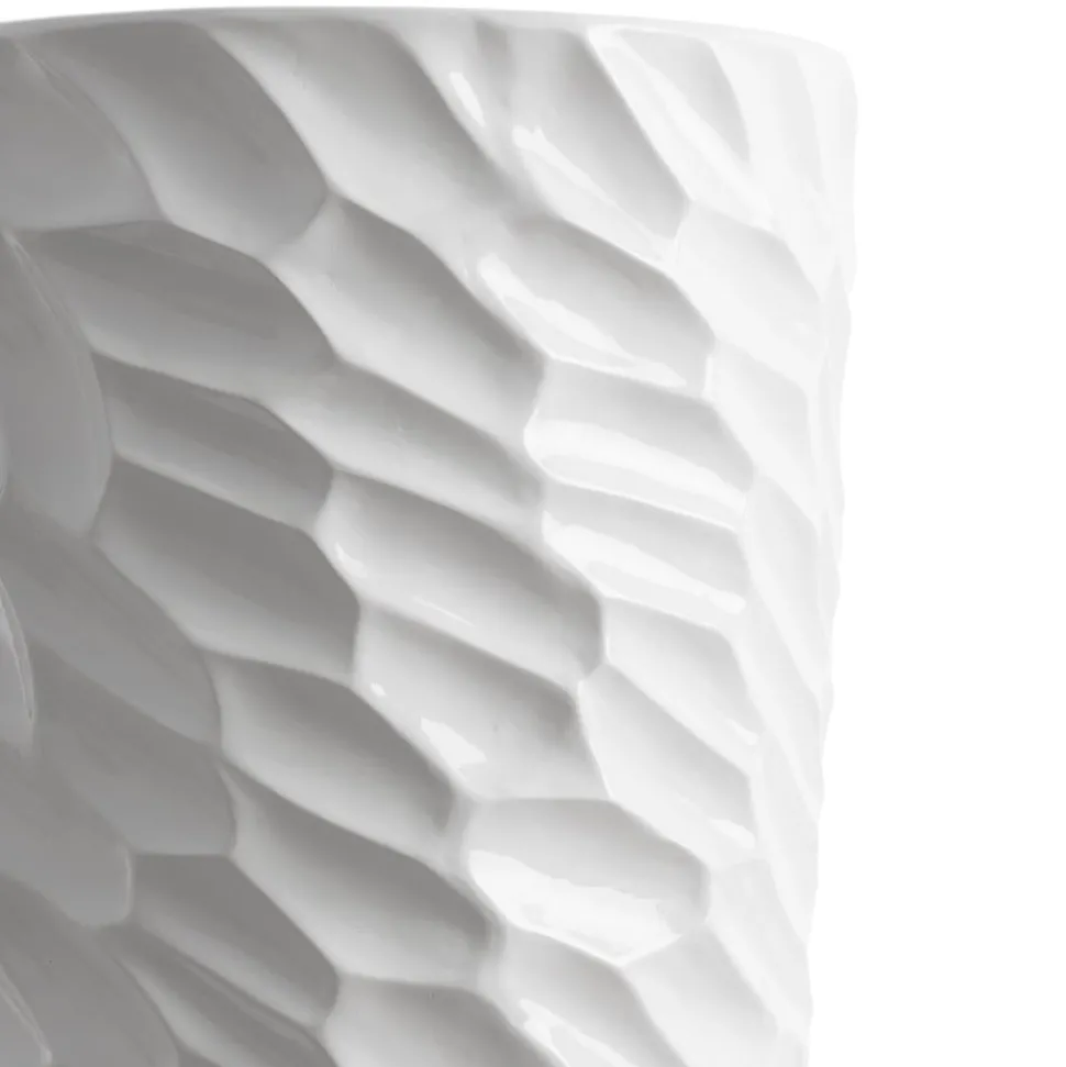 Large white relief fiberglass planter